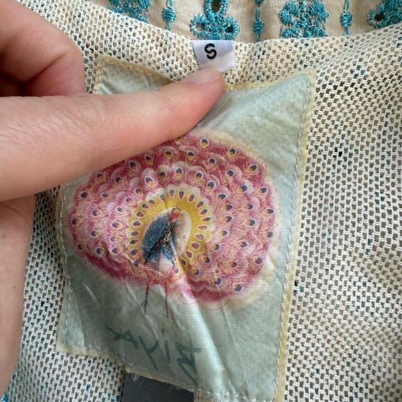 Biya Johnny Was 100% Silk embroidered blue and white blazer suit jacket | Small - Picture 4 of 5